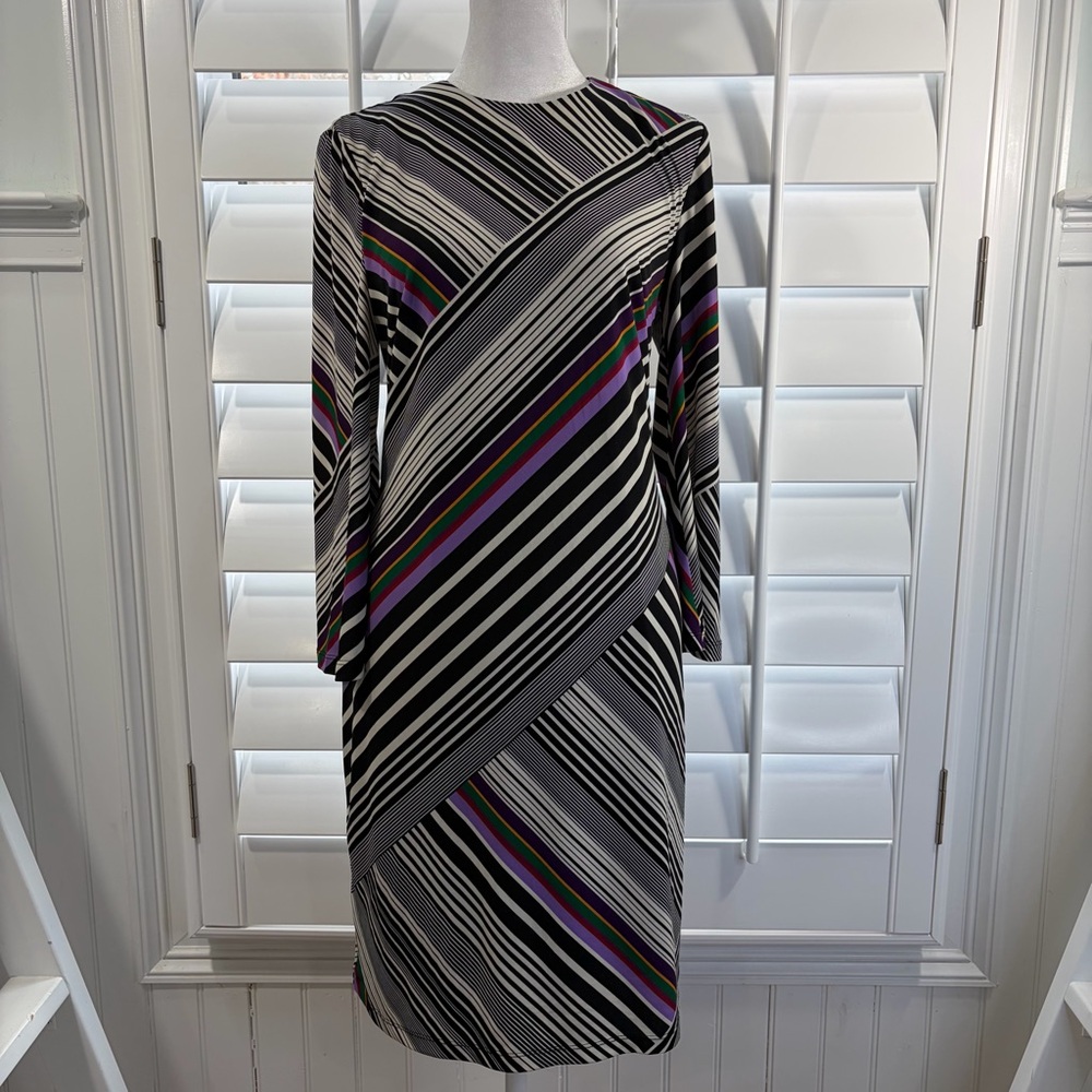 Trina Turk Merry Striped Shift Dress - Multicolor Rainbow (M) - Picture 3 of 10